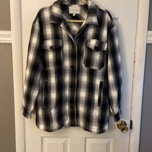 Lucky Brand Black and White Plaid Shacket. Medium